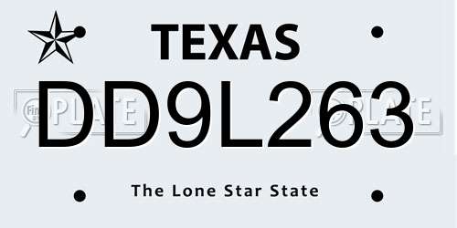 DD9L263 Texas License Plate