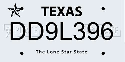 DD9L396 Texas License Plate