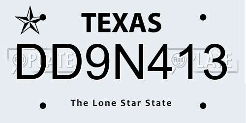 DD9N413 Texas License Plate