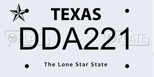 DDA221 Texas License Plate