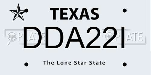 DDA22I Texas License Plate
