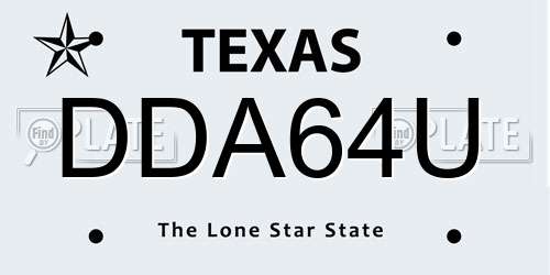 DDA64U Texas License Plate