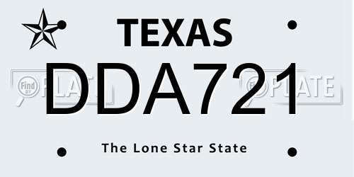 DDA721 Texas License Plate