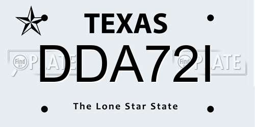 DDA72I Texas License Plate