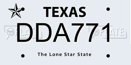 DDA771 Texas License Plate