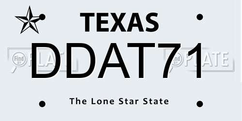 DDAT71 Texas License Plate