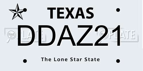 DDAZ21 Texas License Plate