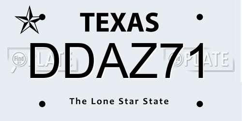 DDAZ71 Texas License Plate