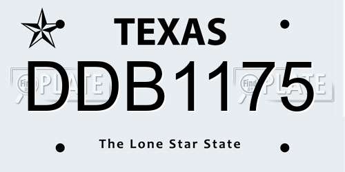DDB1175 Texas License Plate