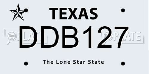 DDB127 Texas License Plate