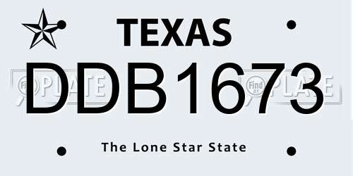 DDB1673 Texas License Plate