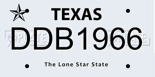 DDB1966 Texas License Plate