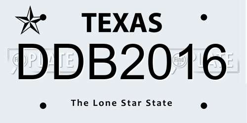 DDB2016 Texas License Plate