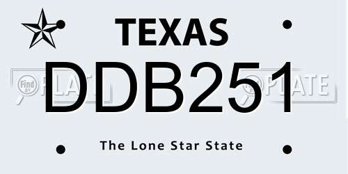 DDB251 Texas License Plate