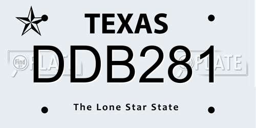 DDB281 Texas License Plate