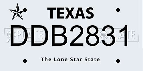 DDB2831 Texas License Plate