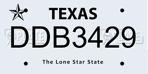 DDB3429 Texas License Plate