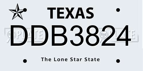 DDB3824 Texas License Plate