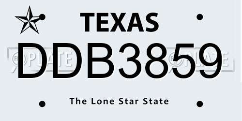 DDB3859 Texas License Plate