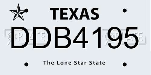DDB4195 Texas License Plate