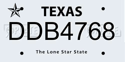 DDB4768 Texas License Plate