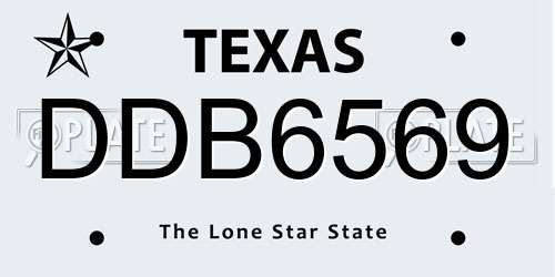 DDB6569 Texas License Plate