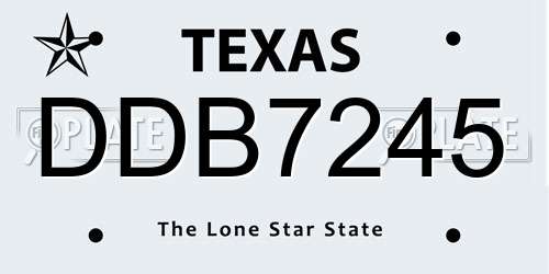 DDB7245 Texas License Plate