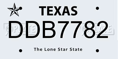DDB7782 Texas License Plate