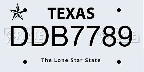 DDB7789 Texas License Plate