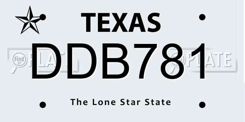 DDB781 Texas License Plate