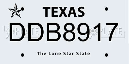 DDB8917 Texas License Plate
