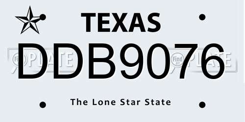 DDB9076 Texas License Plate