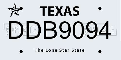 DDB9094 Texas License Plate