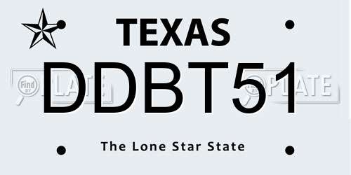 DDBT51 Texas License Plate