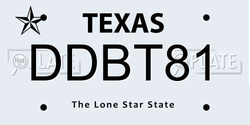 DDBT81 Texas License Plate