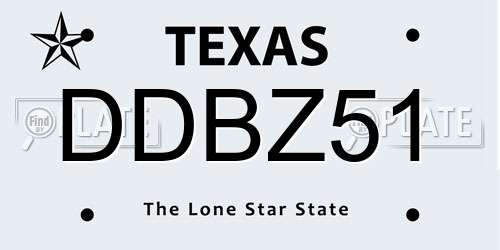 DDBZ51 Texas License Plate