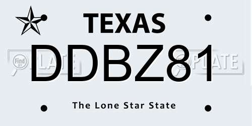 DDBZ81 Texas License Plate