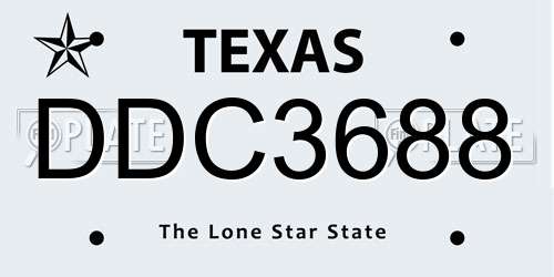 DDC3688 Texas License Plate