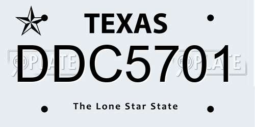 DDC5701 Texas License Plate