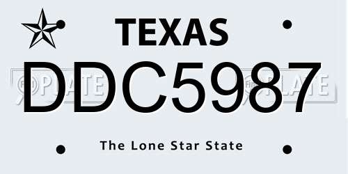 DDC5987 Texas License Plate