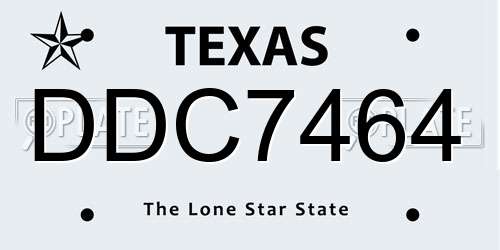 DDC7464 Texas License Plate