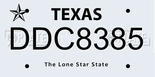 DDC8385 Texas License Plate