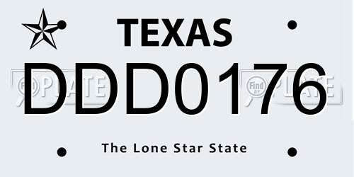 DDD0176 Texas License Plate