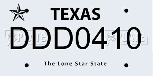 DDD0410 Texas License Plate