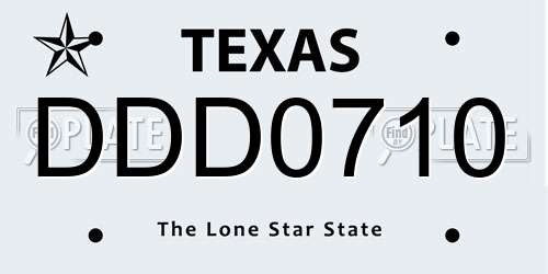 DDD0710 Texas License Plate