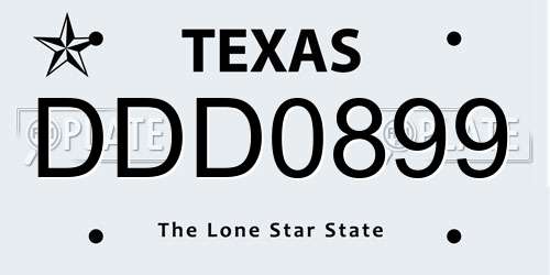 DDD0899 Texas License Plate