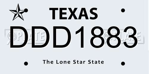 DDD1883 Texas License Plate