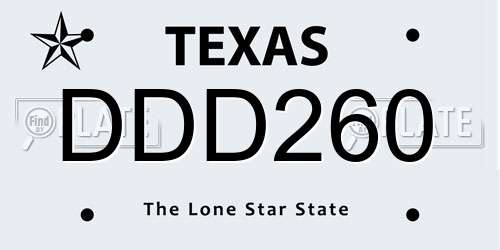 DDD260 Texas License Plate