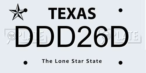 DDD26D Texas License Plate