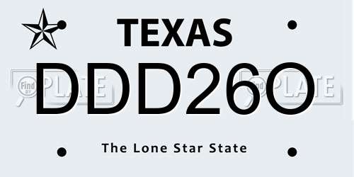 DDD26O Texas License Plate